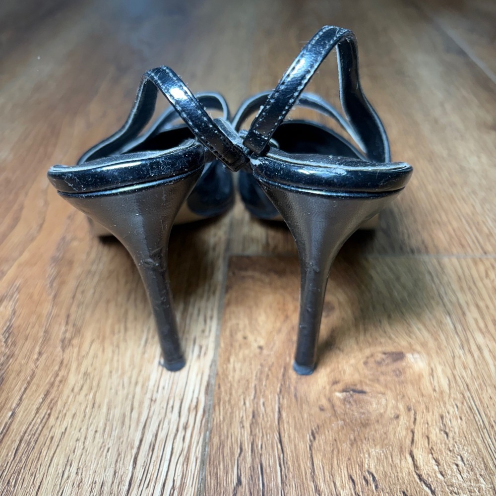 Pierre Dumas Max Black Pointed Toe Slingback Stiletto Pumps Heels 8M - Picture 6 of 10